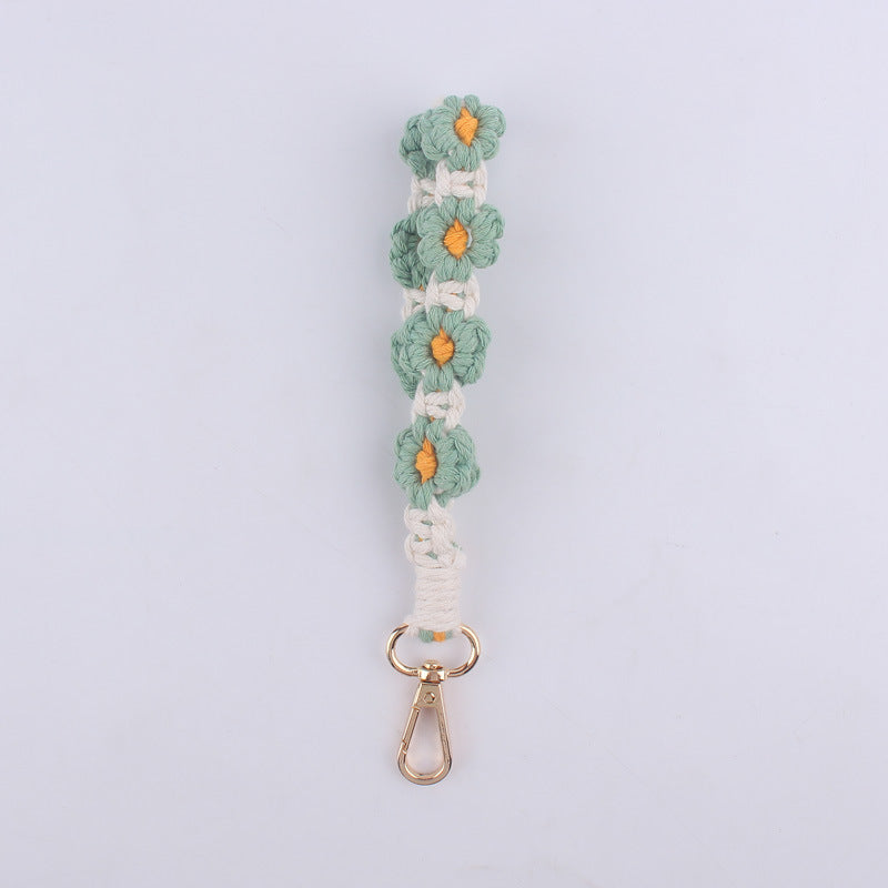 Wholesale New Cartoon Daisy keychain handmade woven INS cotton rope key lanyard